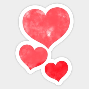 Red Watercolor Hearts Sticker